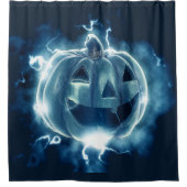 ハローウィンパーティイブブルーパンプキンホラー シャワーカーテン (正面)