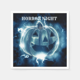 ハローウィンパーティイブブルーパンプキンホラー スタンダードカクテルナプキン