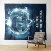 ハローウィンパーティイブブルーパンプキンホラー タペストリー (インサイチュ(横))