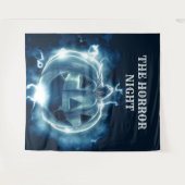 ハローウィンパーティイブブルーパンプキンホラー タペストリー (正面(横))