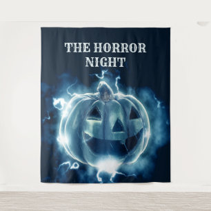 ハローウィンパーティイブブルーパンプキンホラー タペストリー