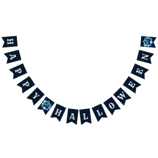 ハローウィンパーティイブブルーパンプキンホラー バンティングフラッグ (全)