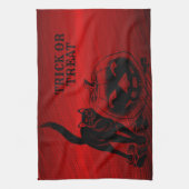 ハローウィンパーティイブーブラックキャットカボチャレッド怖 キッチンタオル (縦)