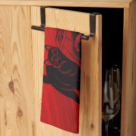 ハローウィンパーティイブーブラックキャットカボチャレッド怖 キッチンタオル