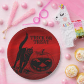 ハローウィンパーティイブーブラックキャットカボチャレッド怖 ペーパープレート (パーティー)