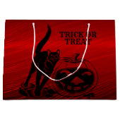 ハローウィンパーティイブーブラックキャットカボチャレッド怖 ラージペーパーバッグ (正面)