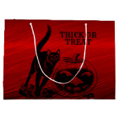 ハローウィンパーティイブーブラックキャットカボチャレッド怖 ラージペーパーバッグ (裏面)