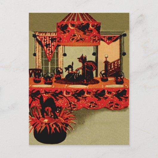 ハローウィンパーティウィッチブラックキャットクレセントムーン シーズンポストカード (正面)