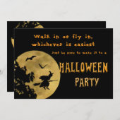 ハローウィンパーティウォークインまたはフライイン 招待状 (正面/裏面)
