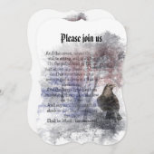 ハローウィンパーティエドガー・アラン・ポー・レイヴン詩 招待状 (正面/裏面)