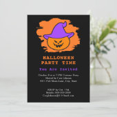 ハローウィンパーティエリージャックオランタンパープルハット 招待状 (スタンド正面)