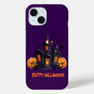 ハローウィンパーティオレンジカボチャ城パープル iPhone 15ケース