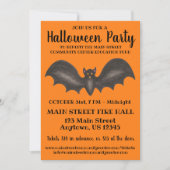 ハローウィンパーティオレンジブラックこうもりトリックオアトリート 招待状 (正面)