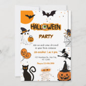 ハローウィンパーティオレンジ&ブラック 招待状 (正面)