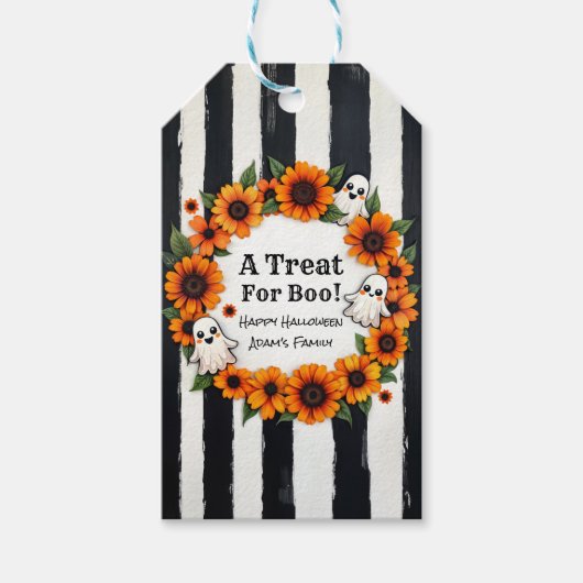 ハローウィンパーティカスタムの好意 – 'A Treat for Boo' ギフトタグ (正面)