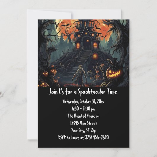 ハローウィンパーティカスタムゾンビハ幽霊のよく出るウス 招待状 (裏面)