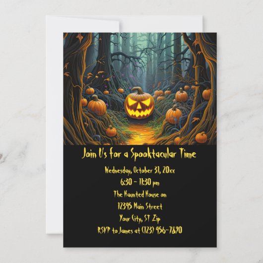 ハローウィンパーティカスタムハロウィーンのカボチャのちょうちんパンプキン 招待状 (裏面)