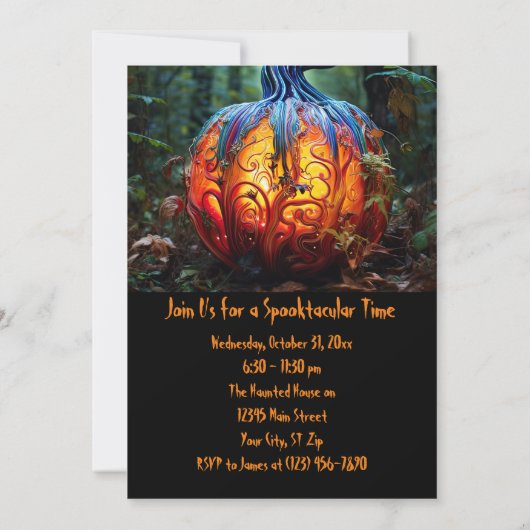 ハローウィンパーティカスタムパンプファンシーキン 招待状 (裏面)