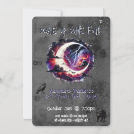 ハローウィンパーティカスタム招待状不気味ムーン 招待状