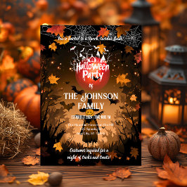 ハローウィンパーティカスタム紅葉とこうもり 招待状