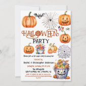 ハローウィンパーティカボチャのトリックまたはトリートキッズ大人 招待状 (正面)