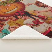 ハローウィンパーティカボチャヴィンテージ シェルパブランケット (3/4)