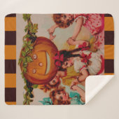 ハローウィンパーティカボチャヴィンテージ シェルパブランケット (正面(横))