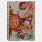 ハローウィンパーティカボチャヴィンテージ スローブランケット (正面縦)