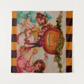 ハローウィンパーティカボチャヴィンテージ タペストリー (正面(横))