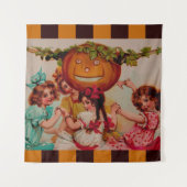 ハローウィンパーティカボチャヴィンテージ タペストリー (正面)
