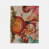 ハローウィンパーティカボチャヴィンテージ フリースブランケット (正面)