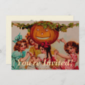 ハローウィンパーティカボチャヴィンテージ 招待状 (正面/裏面)