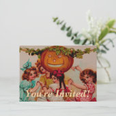 ハローウィンパーティカボチャヴィンテージ 招待状 (スタンド正面)