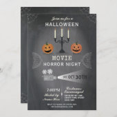 ハローウィンパーティカボチャ怖い招待状ムービーナイト 招待状 (正面/裏面)
