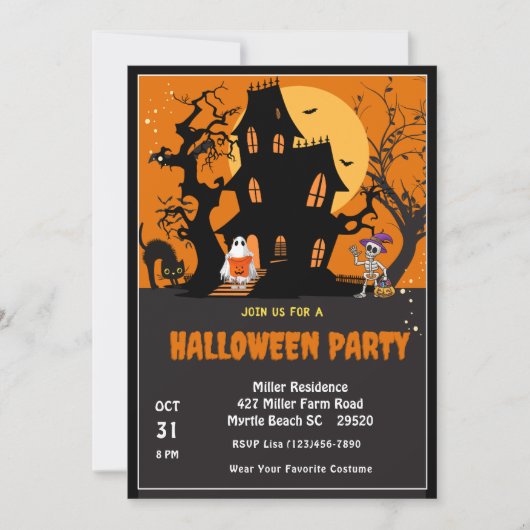 ハローウィンパーティクイージーハ幽霊のよく出るウス 招待状 (正面)