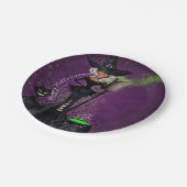 ハローウィンパーティグラムウィッチインブラックグリーンパープル ペーパープレート (アングル)