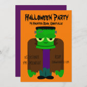 ハローウィンパーティグリーンモンスター 招待状 (正面/裏面)