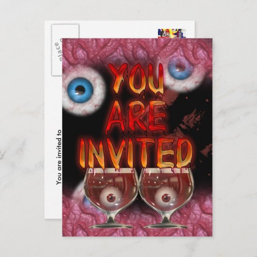 ハローウィンパーティグルーソーム体部招待 インビテーションポストカード (正面/裏面)