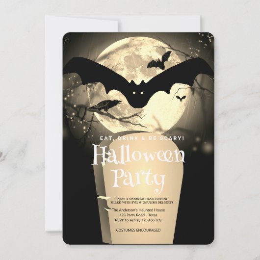 ハローウィンパーティゴシックファンタジームーン 招待状 (正面)