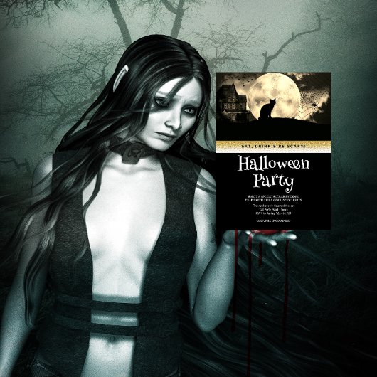 ハローウィンパーティゴシックファンタジームーン 招待状