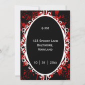 ハローウィンパーティゴシック体の血スパーターバンパイア 招待状 (裏面)