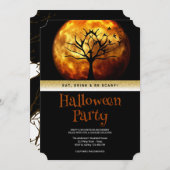 ハローウィンパーティゴシック様式の月 招待状 (正面/裏面)