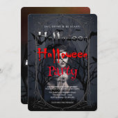 ハローウィンパーティゴシック様式の魔女とハ幽霊のよく出るウス 招待状 (正面/裏面)