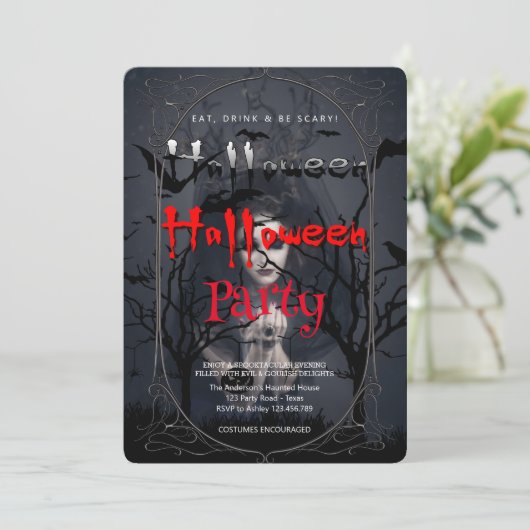 ハローウィンパーティゴシック様式の魔女とハ幽霊のよく出るウス 招待状 (スタンド正面)