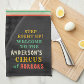 ハローウィンパーティサーカスピエロコラーカーニバルカスタム キッチンタオル (四つ折り)