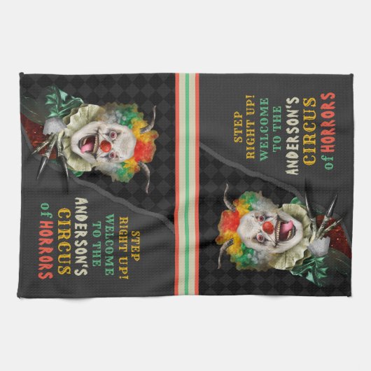 ハローウィンパーティサーカスピエロコラーカーニバルカスタム キッチンタオル (横)