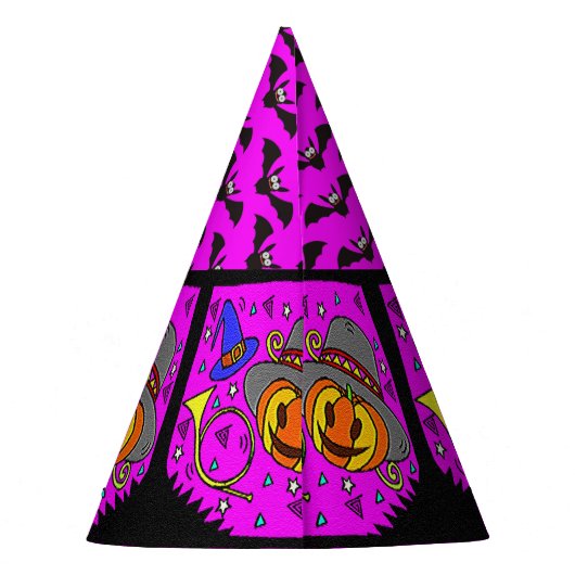 ハローウィンパーティジャックオランタンバグルこうもり紫 パーティーハット (裏面)