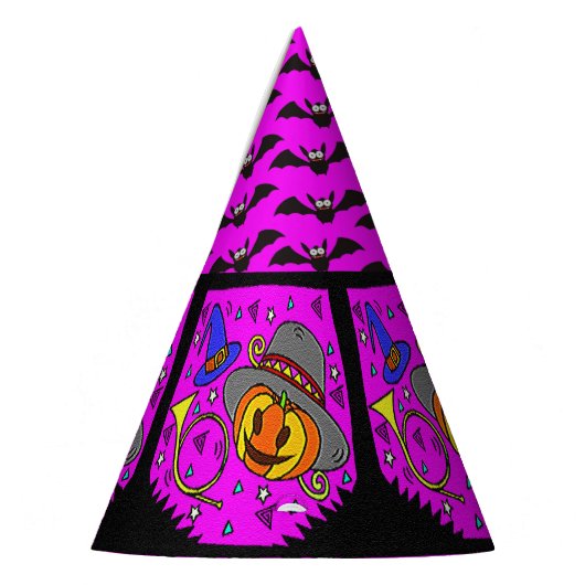 ハローウィンパーティジャックオランタンバグルこうもり紫 パーティーハット (左)