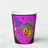 ハローウィンパーティジャックオランタンバグルパープル 紙コップ (裏面)