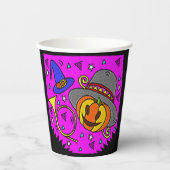 ハローウィンパーティジャックオランタンバグルパープル 紙コップ (正面)